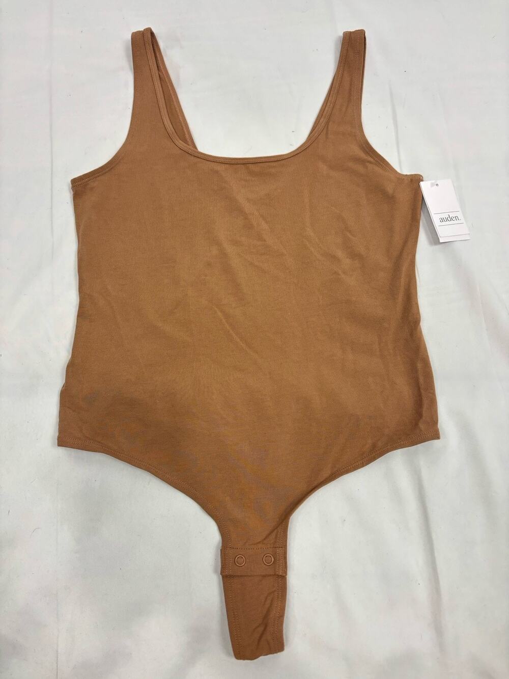 NEW Auden Unlined Cotton Tank Bodysuit Brown Size Large